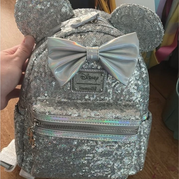Loungefly Handbags - Loungefly Silver Sequin Backpack